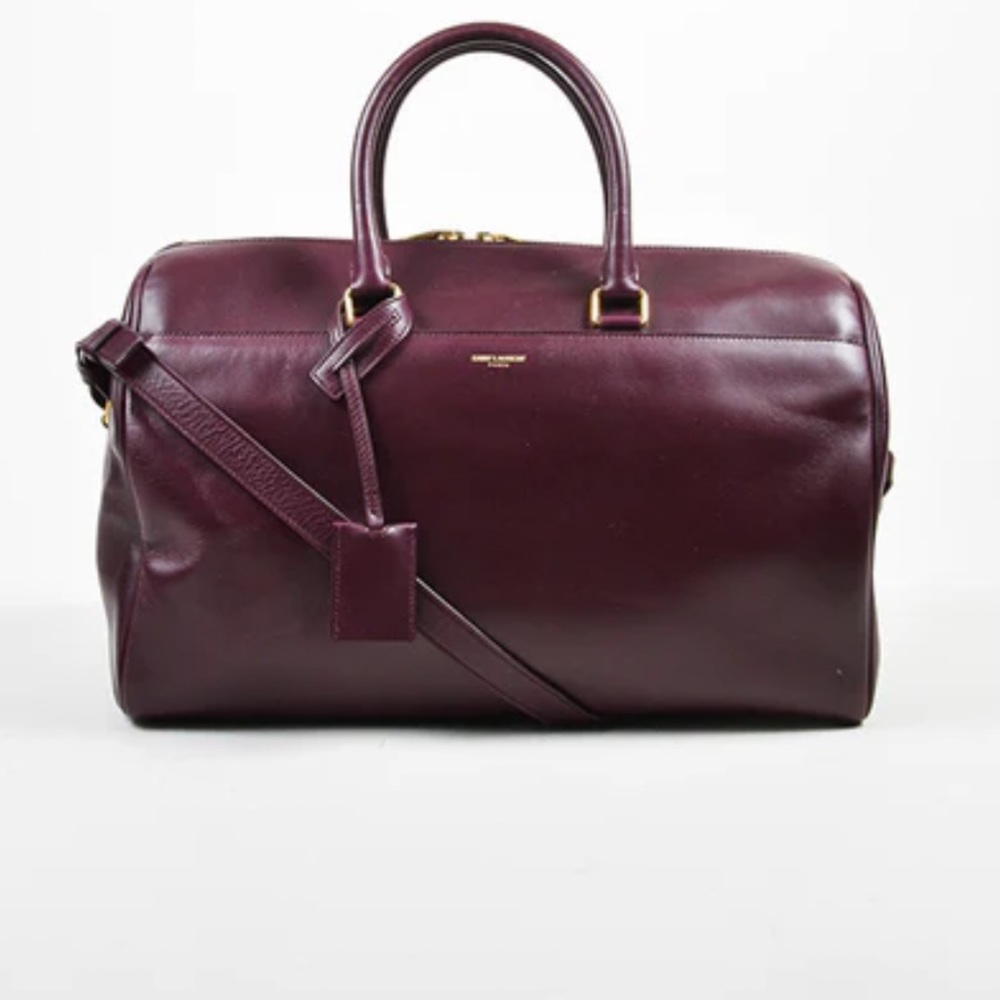 Large Burgundy Leather Saint Laurent "Classic Duffle”